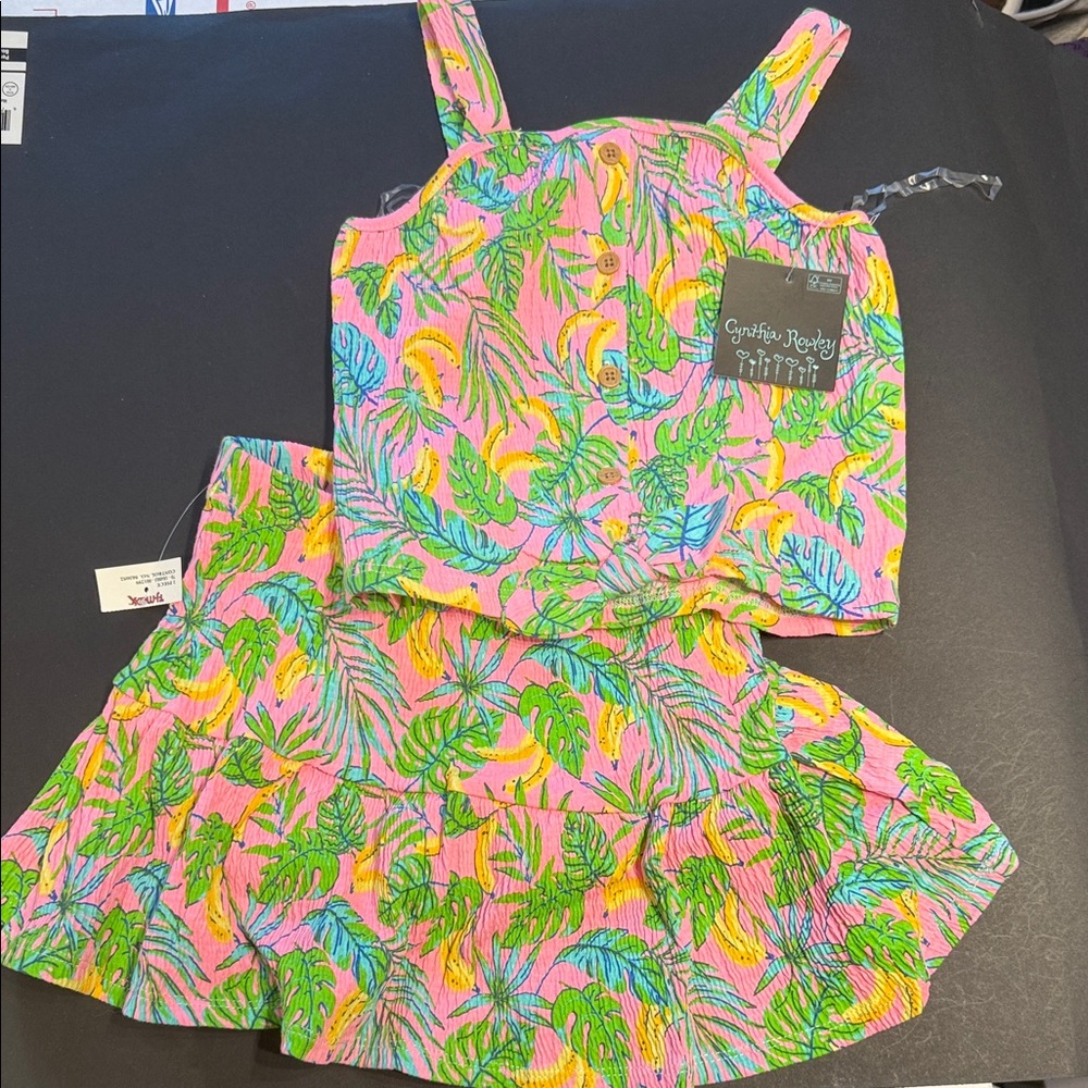 Cynthia Rowley Tropical Print Knit Gauze Top Skirt Set NWT - FINAL PRICE